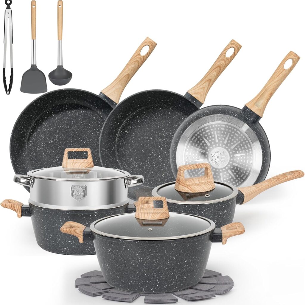 17-Piece Nonstick Cookware Set with Silicone Tools
