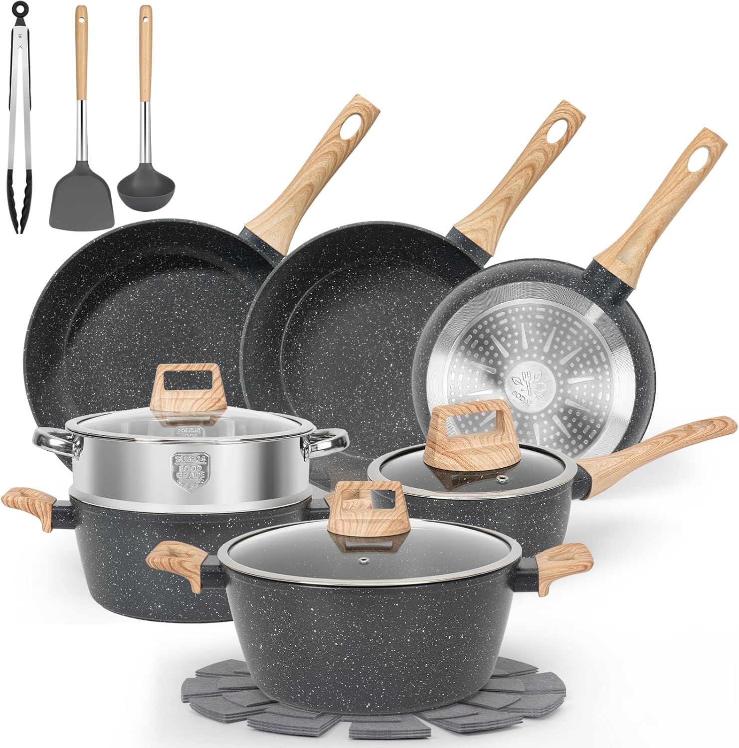 17-Piece Nonstick Cookware Set with Silicone Tools