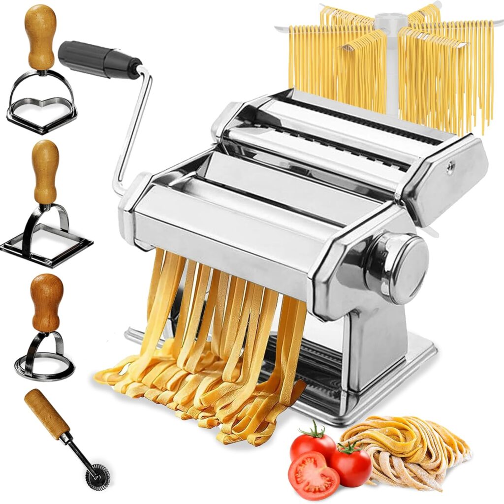 Manual Pasta Maker with Cutter & Drying Rack